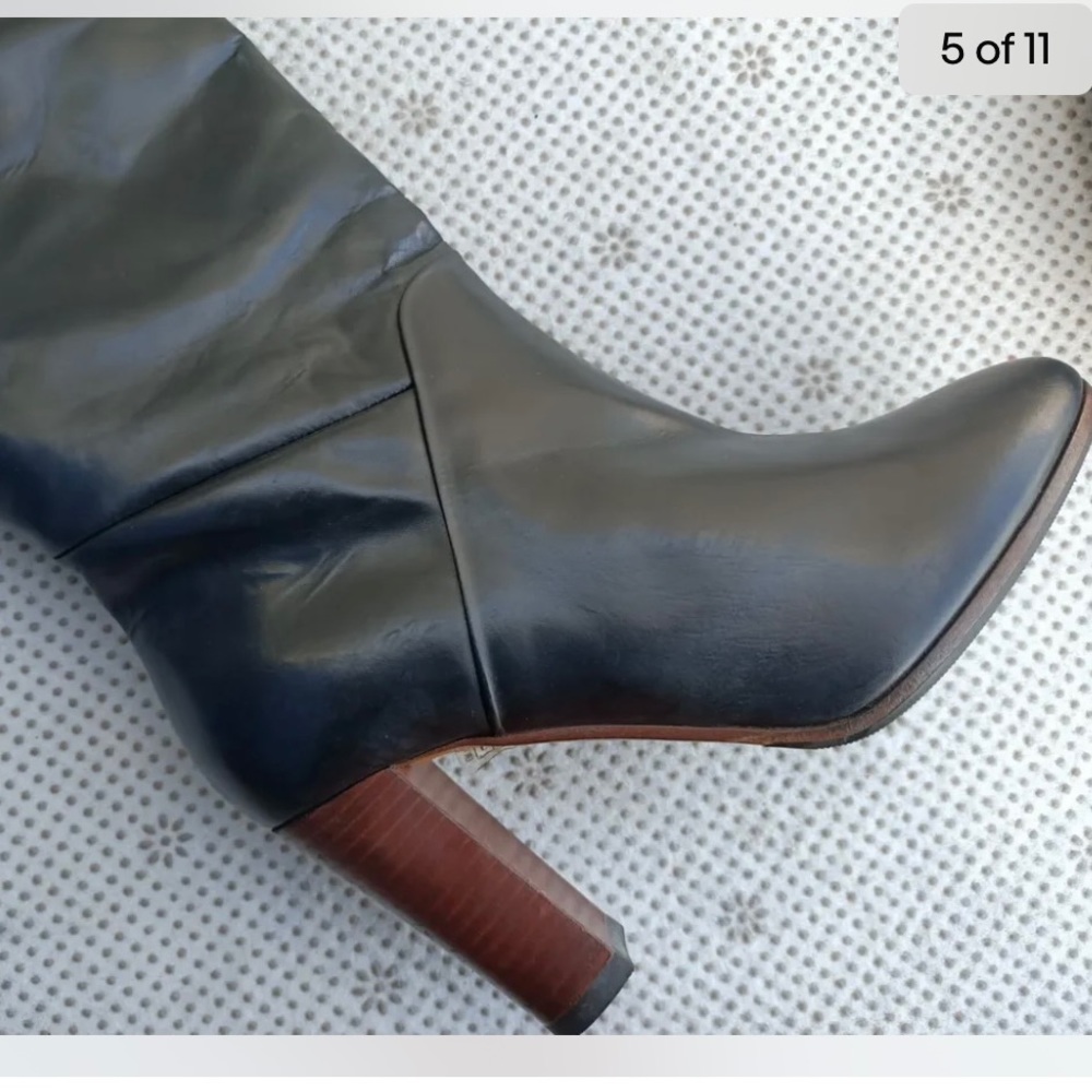 Sézane tall black leather boots 39 Like New!! 8